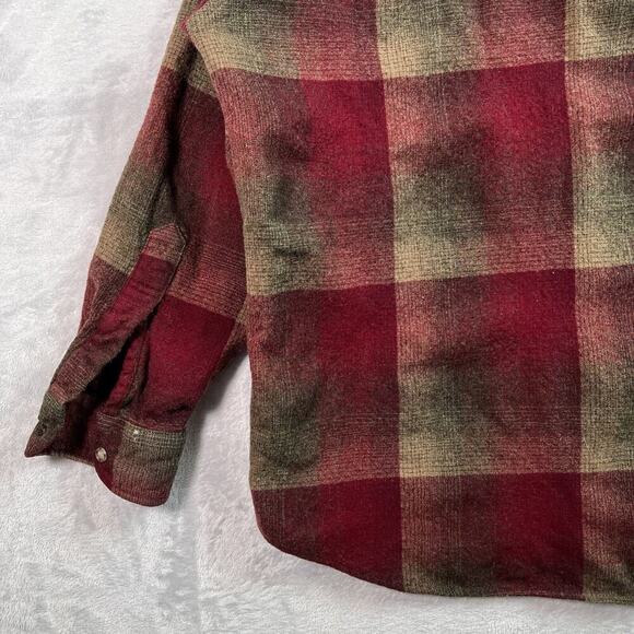 Pendleton Lodge Shirt Men's Medium Shacket Flannel Wool Red Button Down Outdoor - Picture 13 of 16